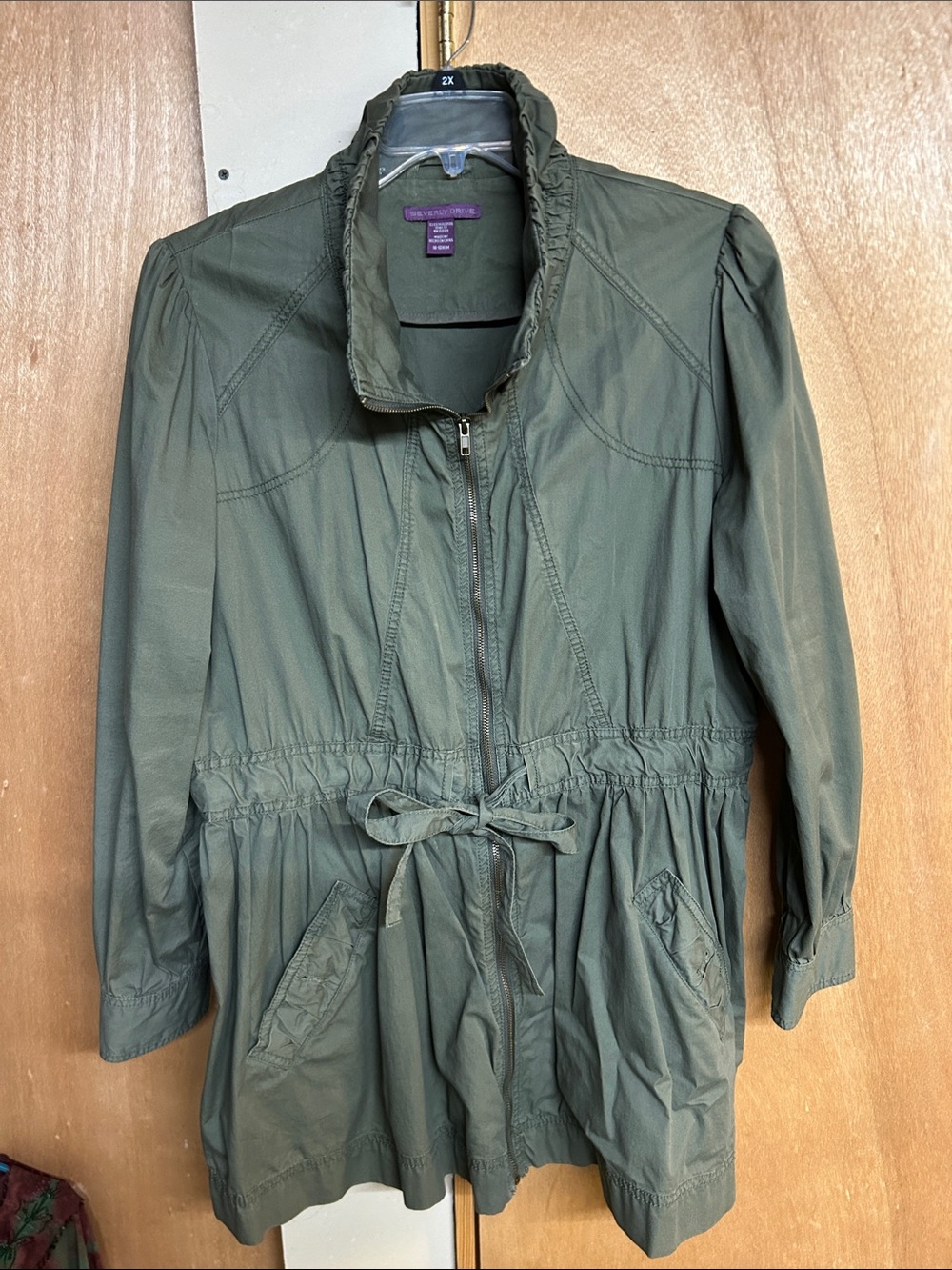 Autumn jacket-Beverly Drive size 16W Army Green Drawstring Utility Jacket